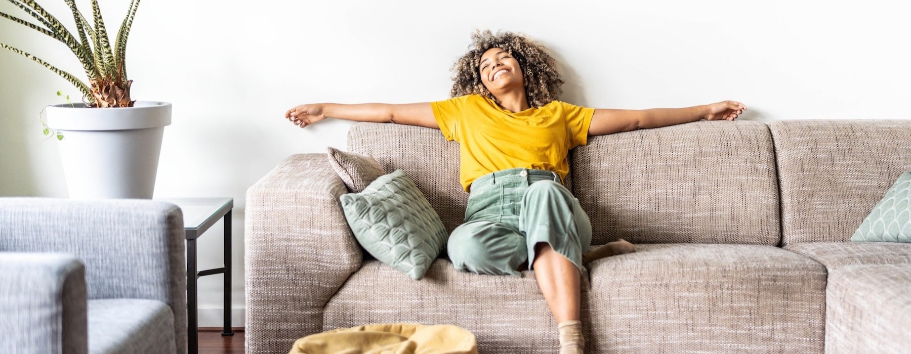 a person sitting on a couch