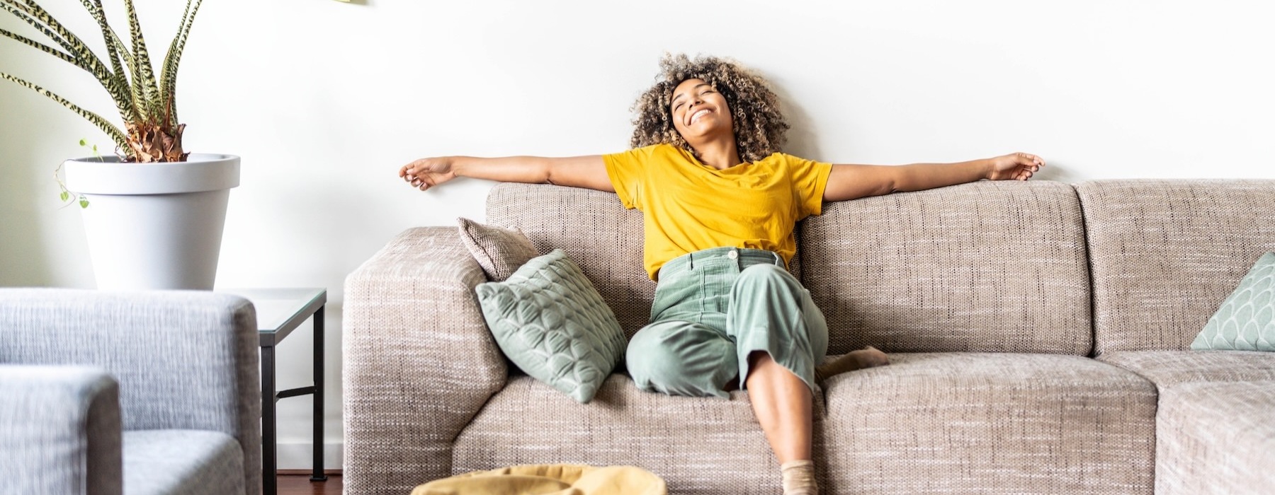 a person sitting on a couch