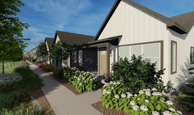 houses with a sidewalk